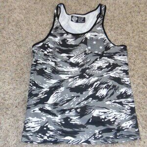 Mens Camouflage Tank Top Large Born Fly Gray Black White Sleeveless Shirt